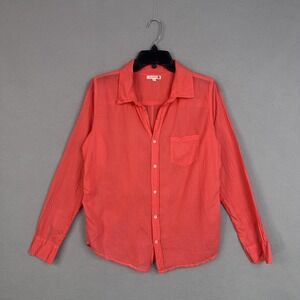 Sundry Shirt Womens 1 Orange Button Up Lightweight Collared Blouse 100% Cotton